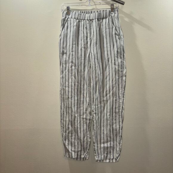Quince 100% Linen Striped Pull On Pants – Size XS White and Black Striped Pants - Picture 5 of 16